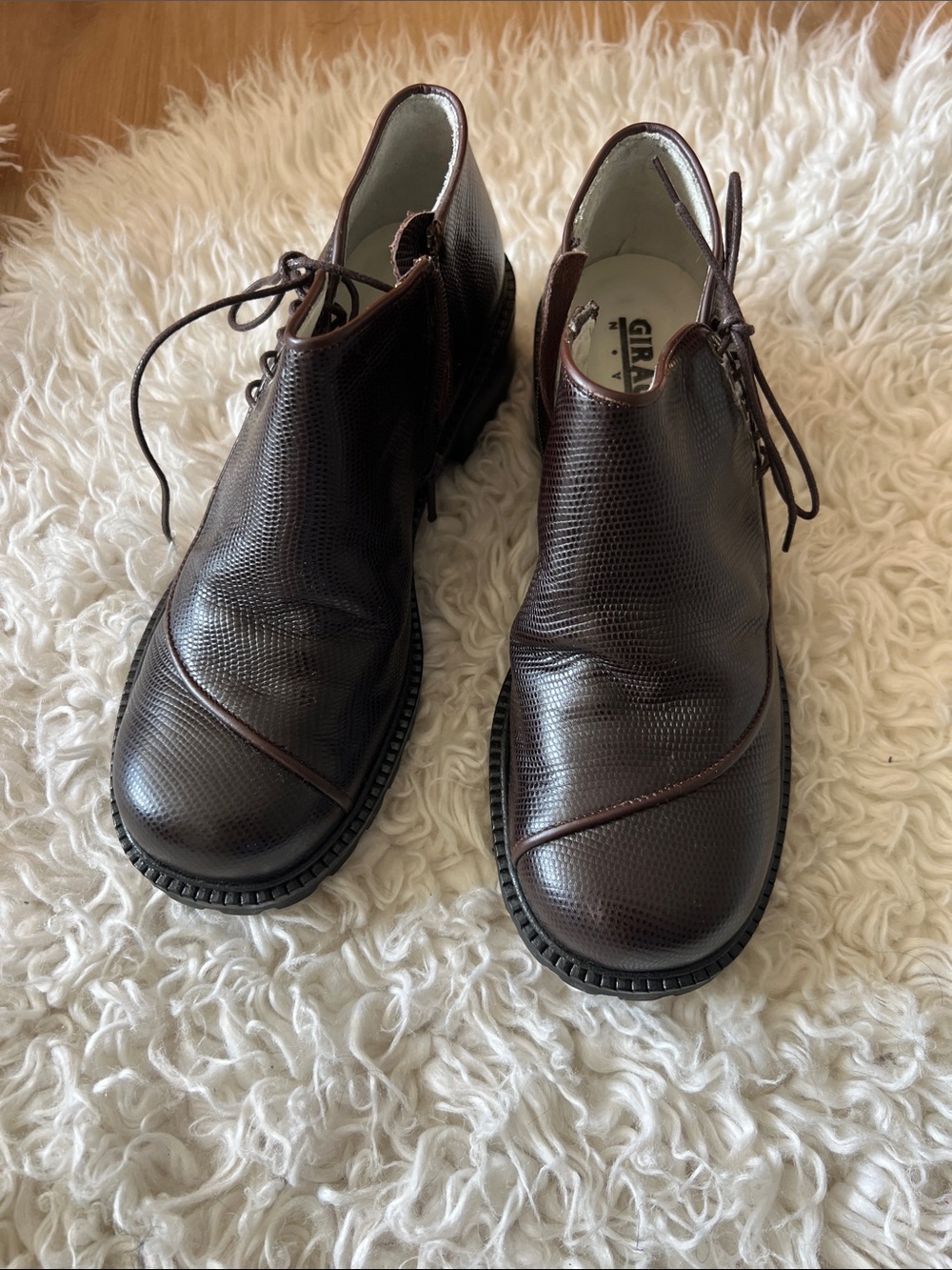 GIRAUDON New York Textured Leather Dress Shoes - Dark Brown